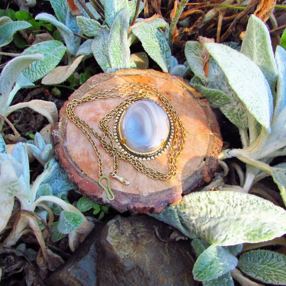 Vintage Natural Stone Brazilian Agate Necklace - Picture 3 of 5